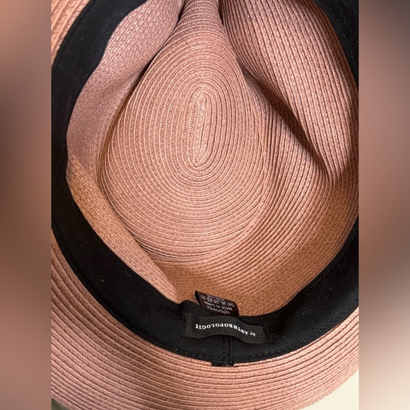 Anthropologie pink paper fedora hat made from paper soft boho suede tie - Picture 5 of 5